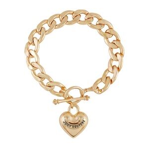 Juicy Couture Goldtone Thick Chain Heart Charm Toggle Bracelet
